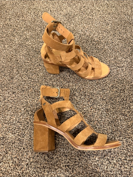 UGG Chestnut Suede Strappy Block Heel Sandals